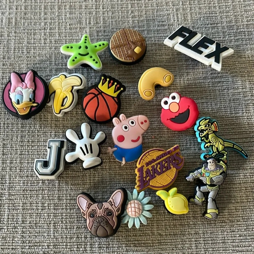 Charms for Crocs - Jibbitz Mickey Mouse Peppa Pig Snacks Basketball 17 piece Lot